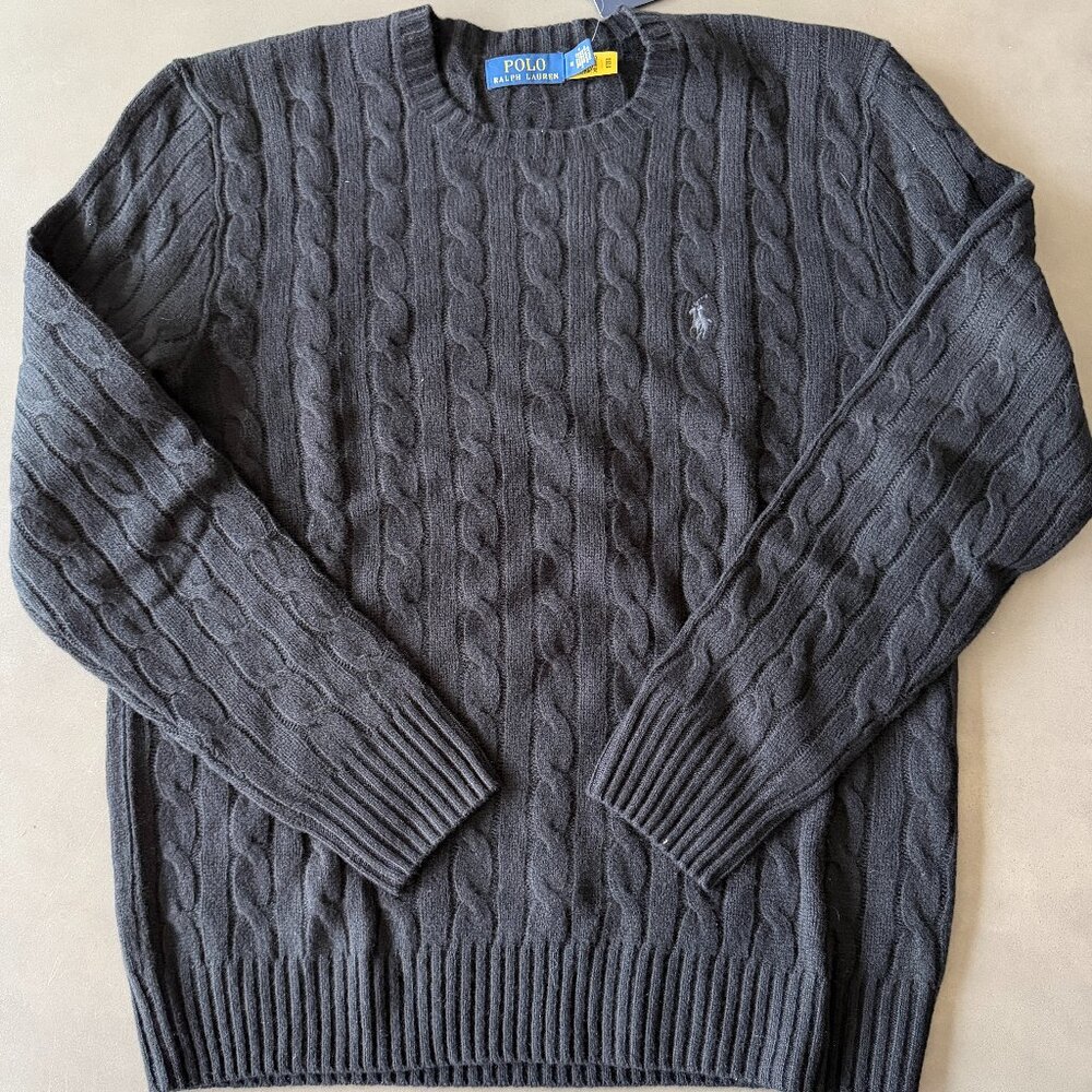 Polo by Ralph Lauren Men's Cable Knit Crewneck Sweater - Charcoal